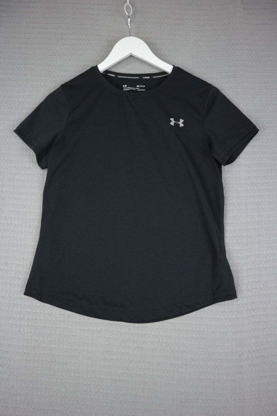 Under Armour Womens Activewear Running Medium Black Shirt Heatgear